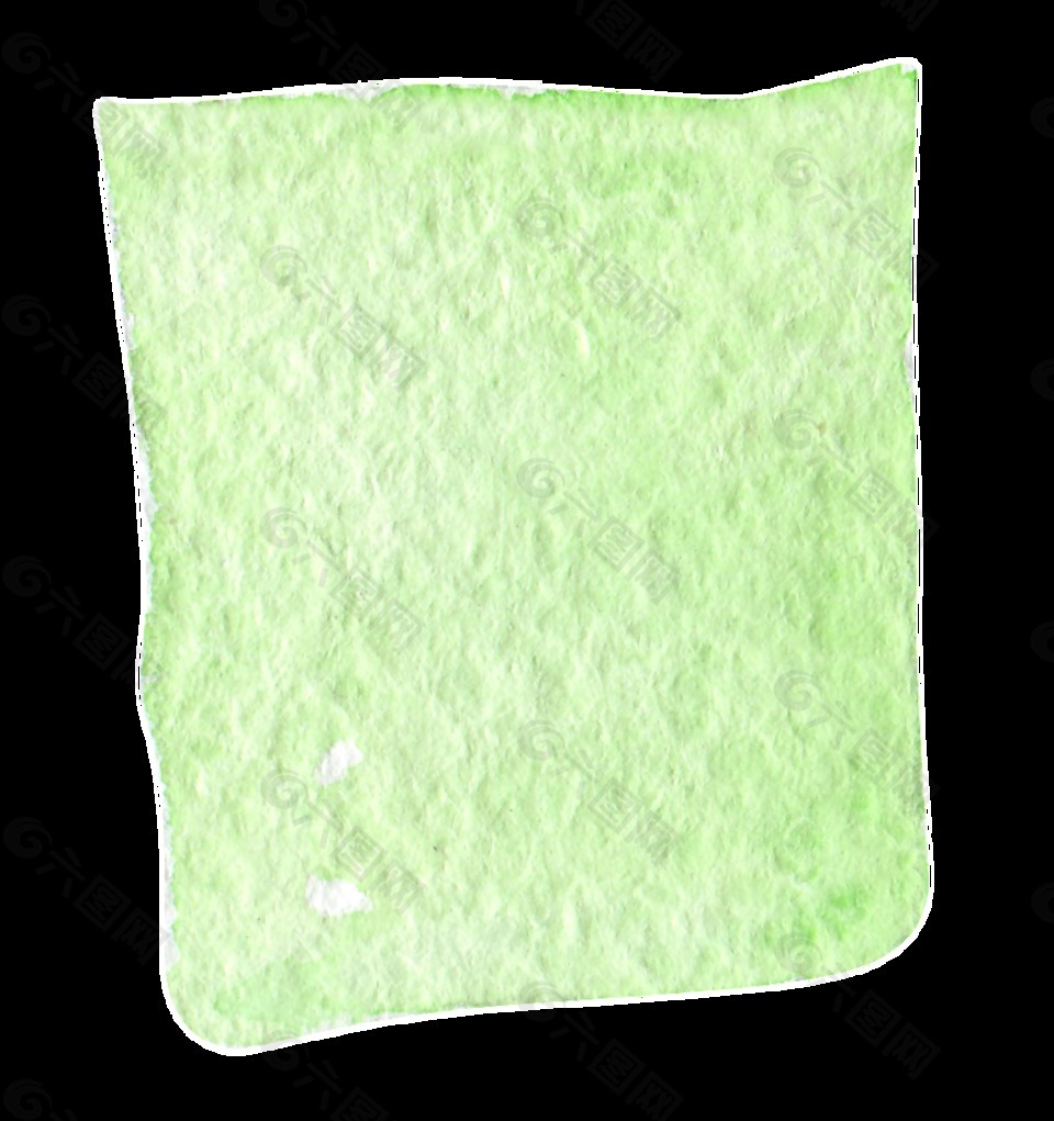绿色小方巾卡通水彩透明素材