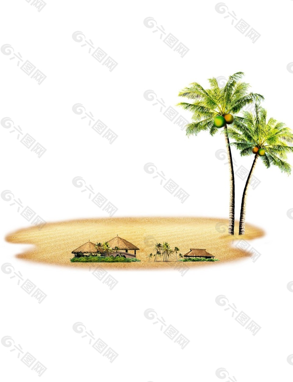 浪漫海滩椰树png元素素材