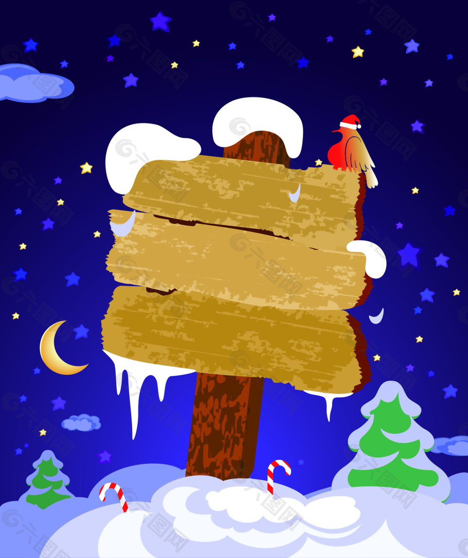 矢量卡通圣诞节木牌背景素材
