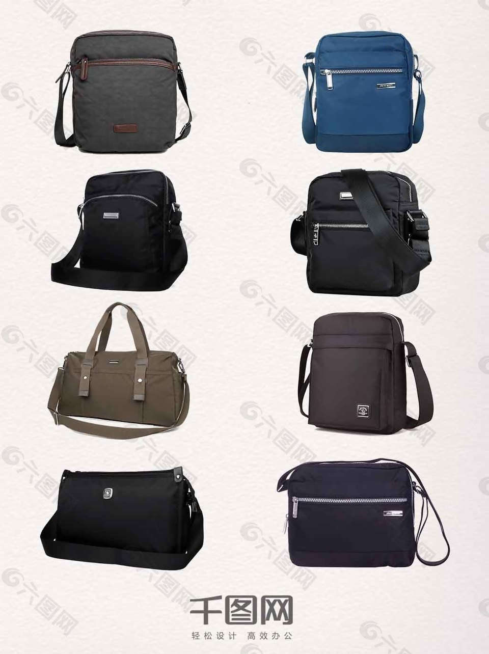 实物男士帆布包装饰图案