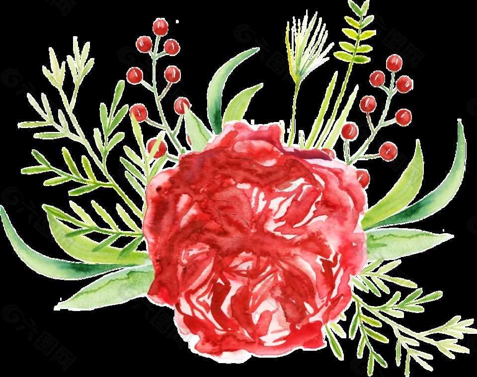 血红玫瑰卡通透明素材