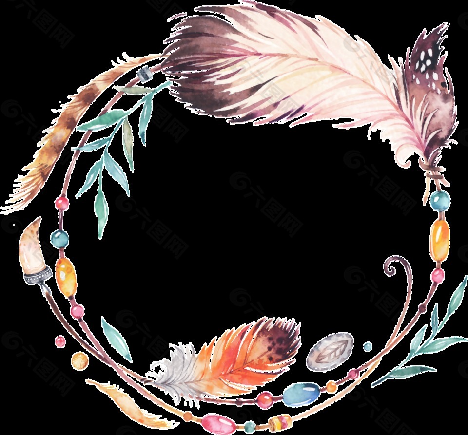 羽毛装饰花环卡通透明素材