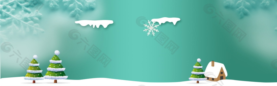 冬季绿色抽象banner背景