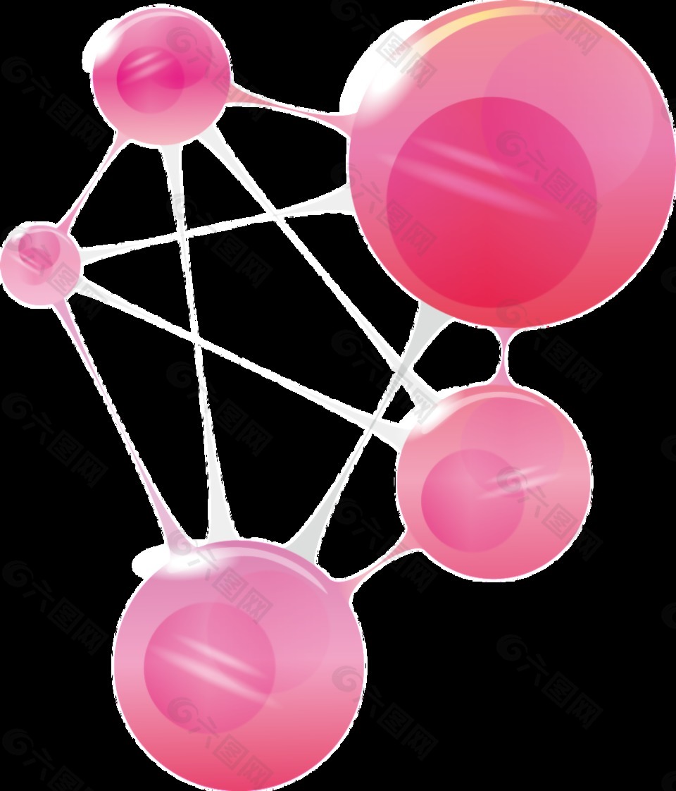 粉色圆球链接透明素材