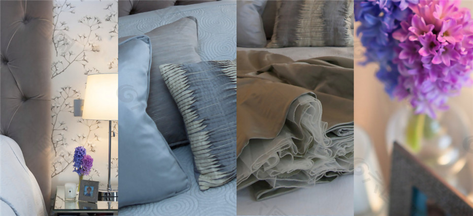 现代素雅卧室丝质抱枕室内装修效果图