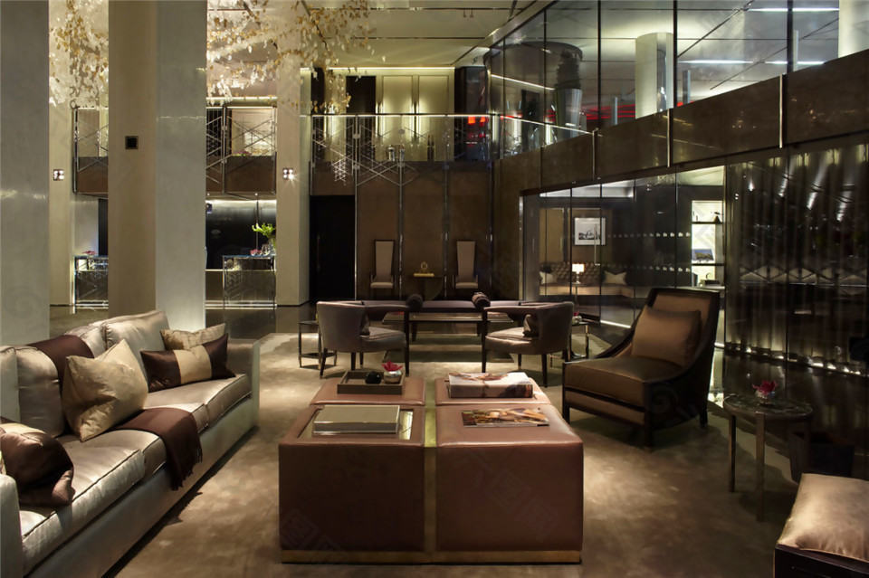 现代奢华客厅木制茶几室内装修效果图