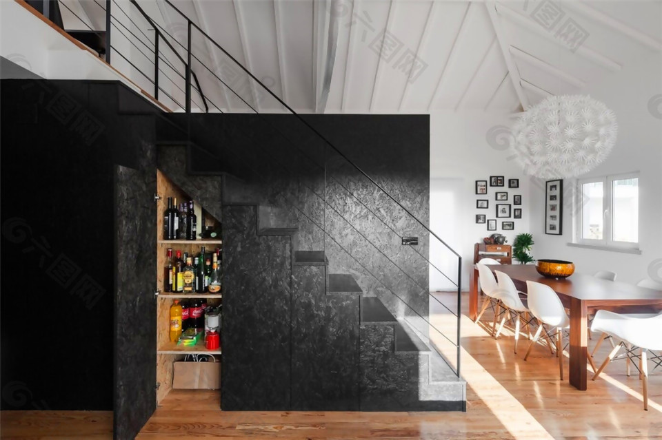 现代时尚客厅黑灰色背景墙室内装修效果图