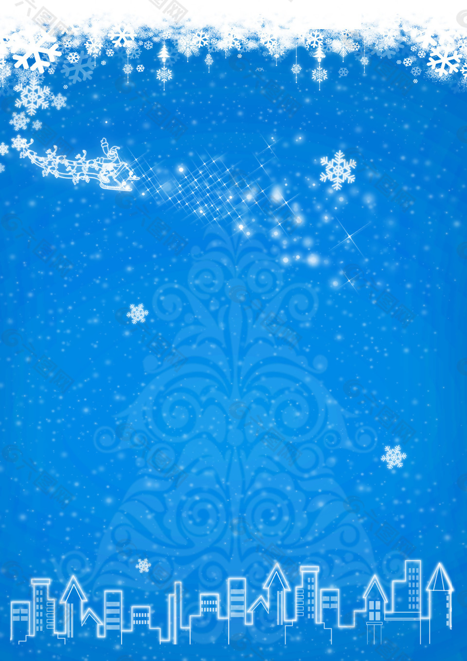 蓝色浪漫冬季圣诞背景