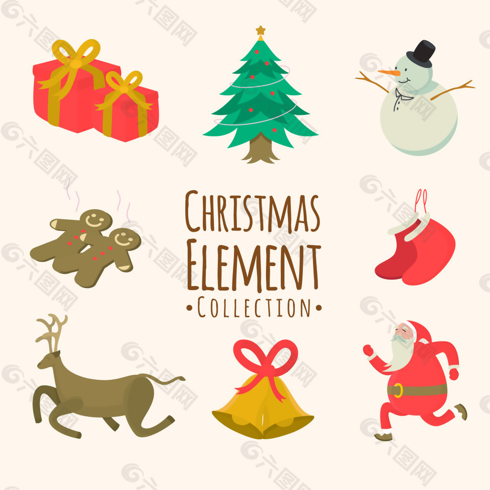 8种卡通圣诞节日元素设计元素素材免费下载(图片编号:9068615)-六图网