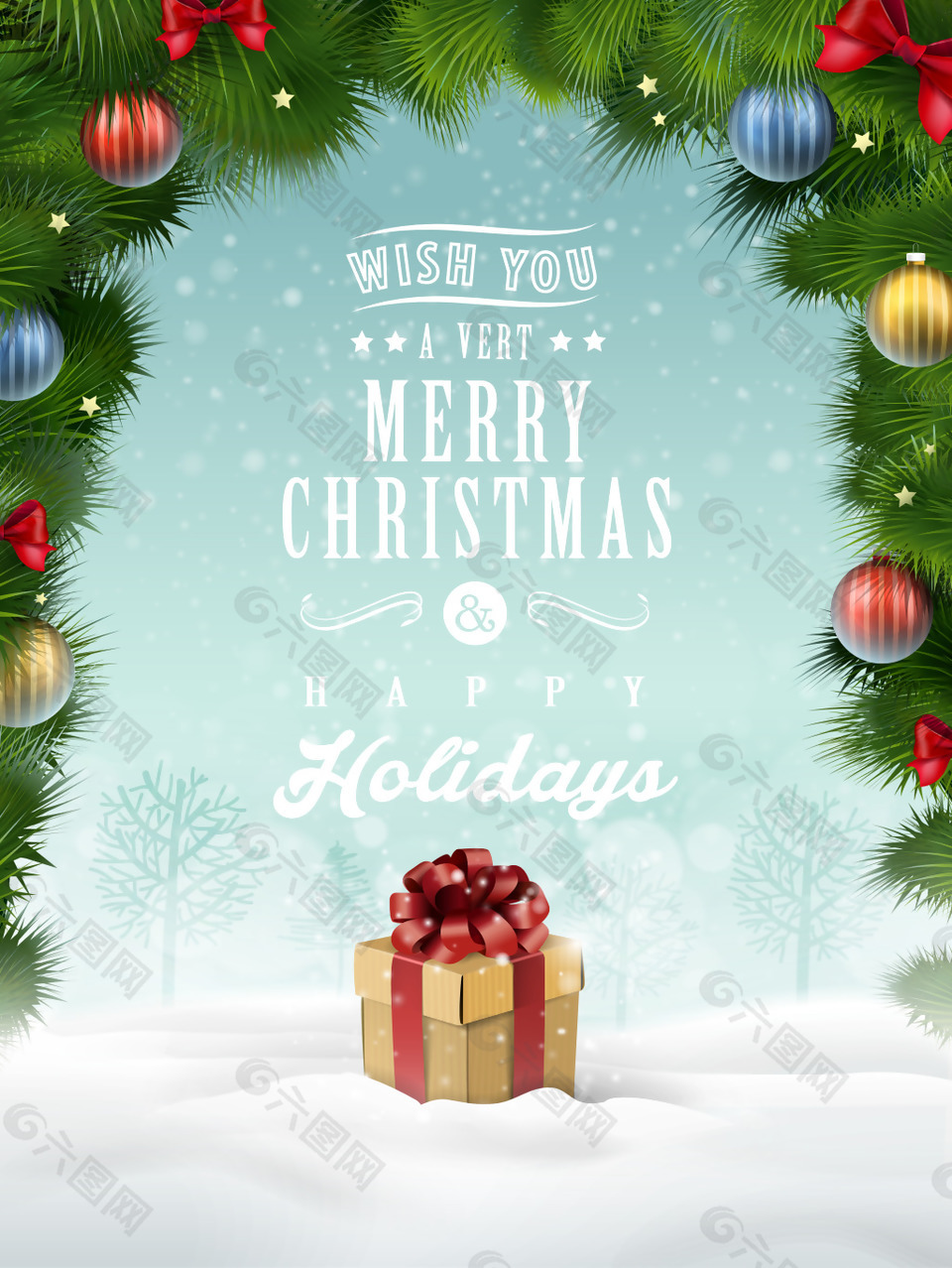 欢乐圣诞礼物海报背景素材平面广告素材免费下载 图片编号 六图网