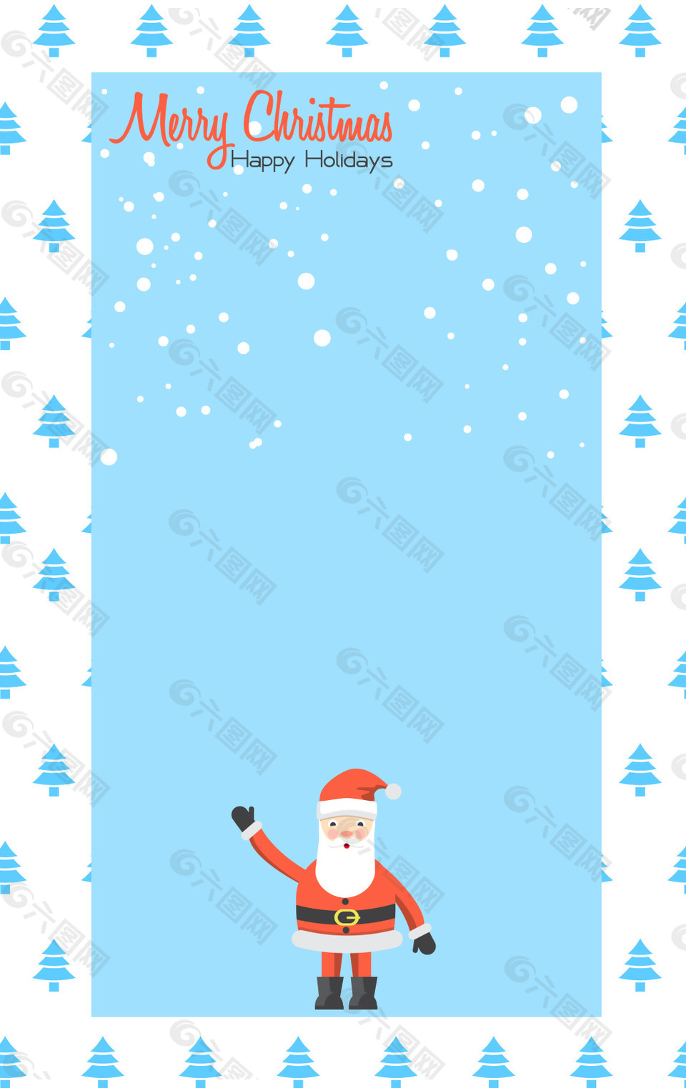 圣诞老人下雪蓝色海报背景