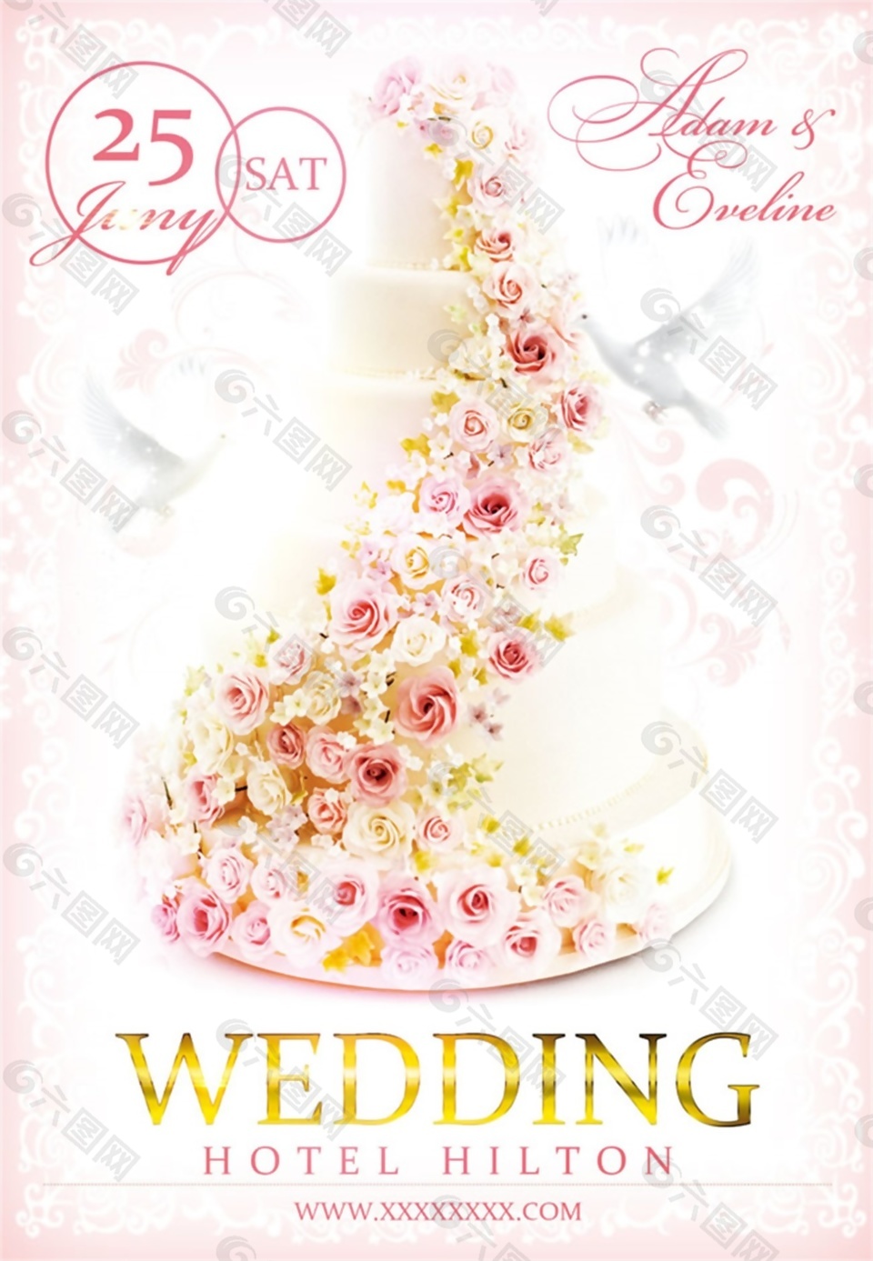 素材模板下载,本次平面广告 作品主题是 韩式浪漫风格婚礼酒店海报psd