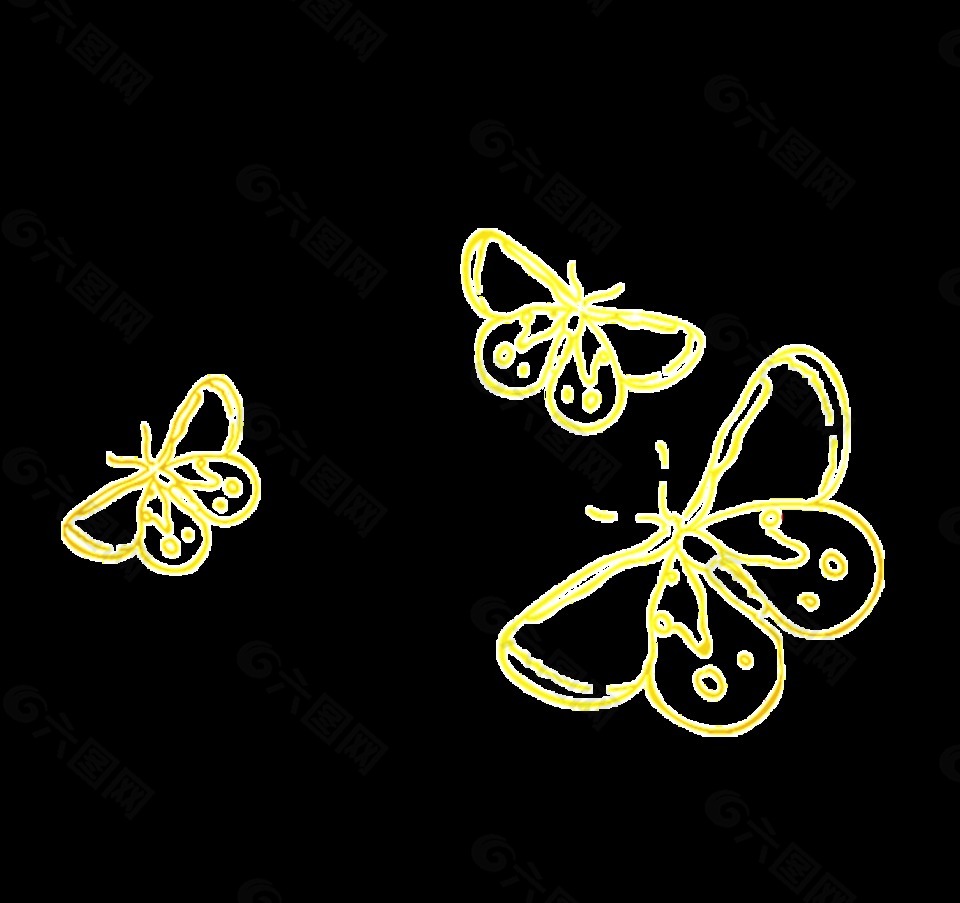 黄边蝴蝶透明装饰素材