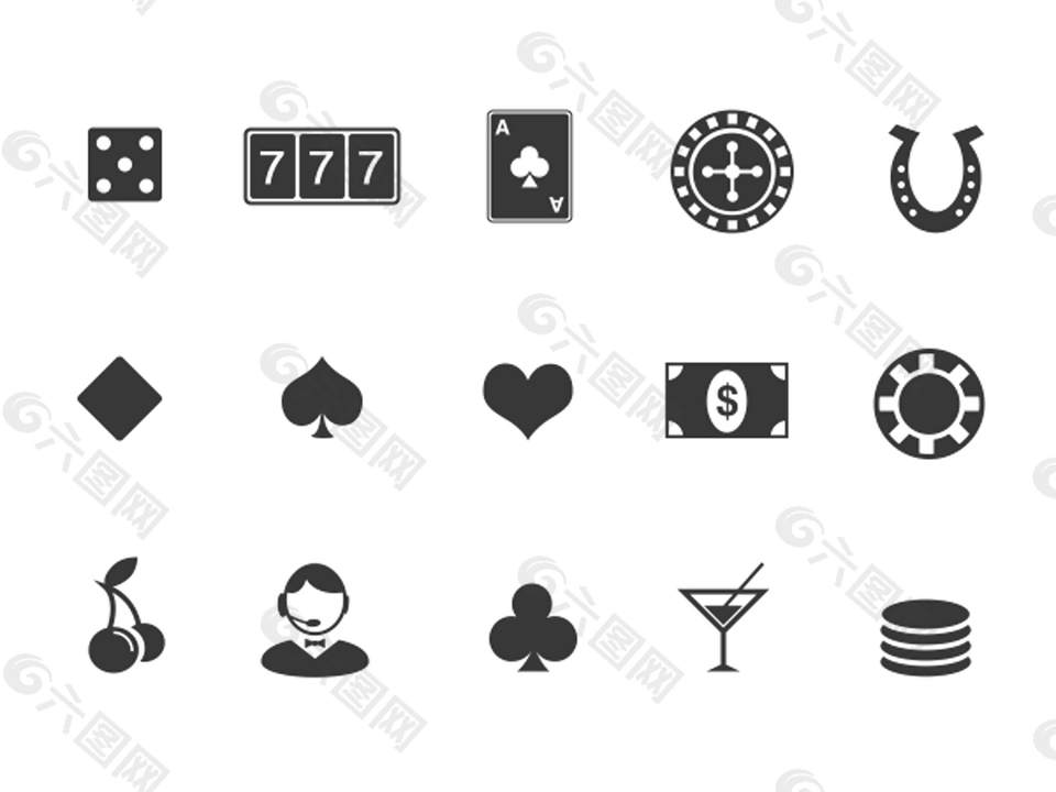 15款黑色赌场素材icon