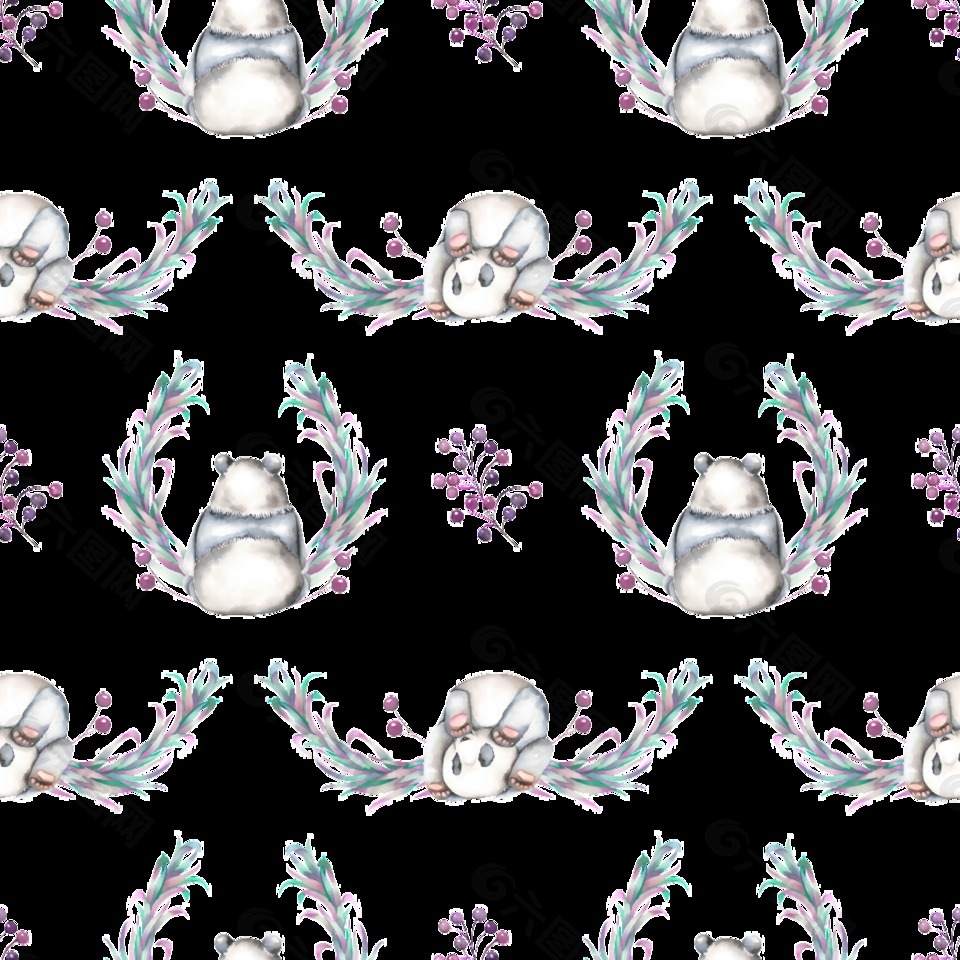 花草中的可爱小熊猫png透明背景素材背景素材免费下载 图片编号 六图网