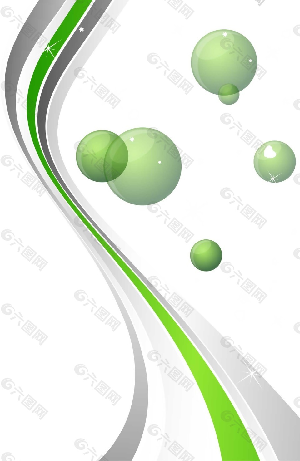 清新绿色圆球元素