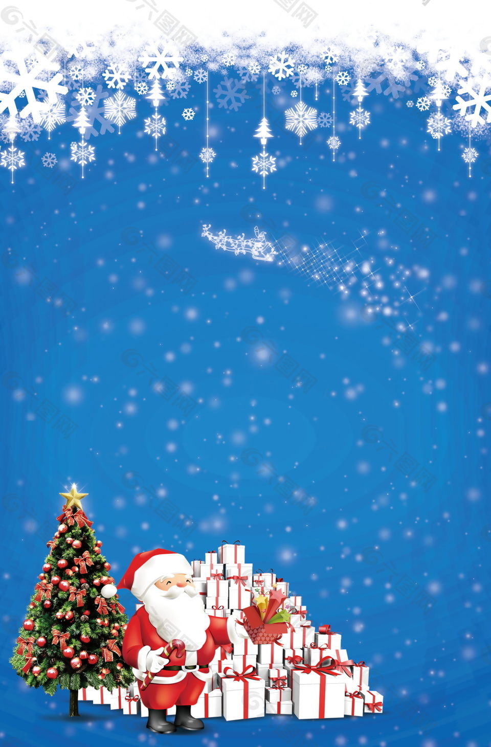 蓝色雪花圣诞节psd背景设计背景素材免费下载 图片编号 六图网