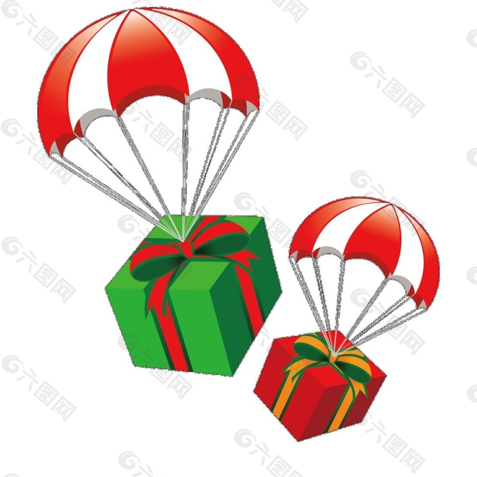 2个热气球圣诞礼物元素
