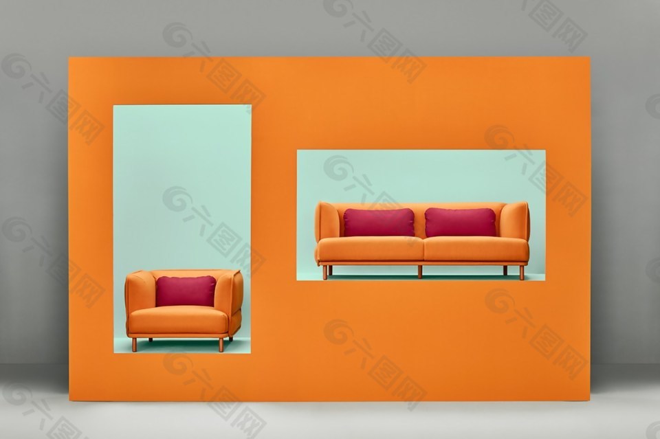 黄色家居椅子沙发产品设计