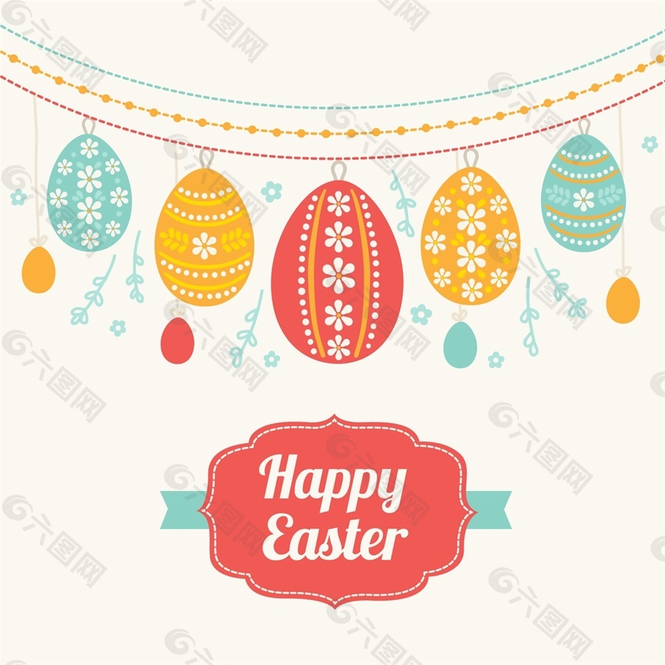 五色彩蛋扁平化矢量素材