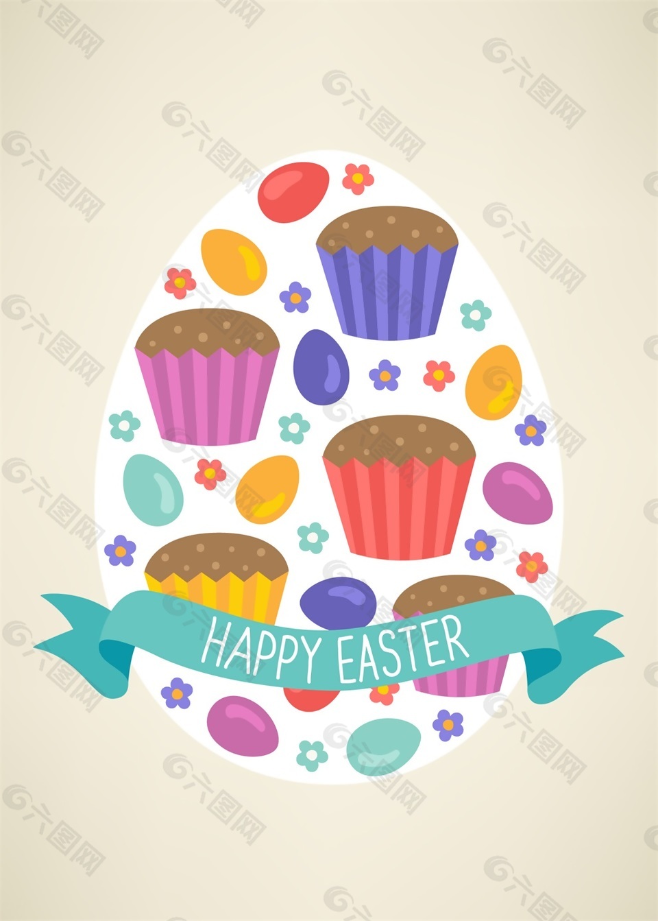 蛋糕彩蛋扁平化矢量素材