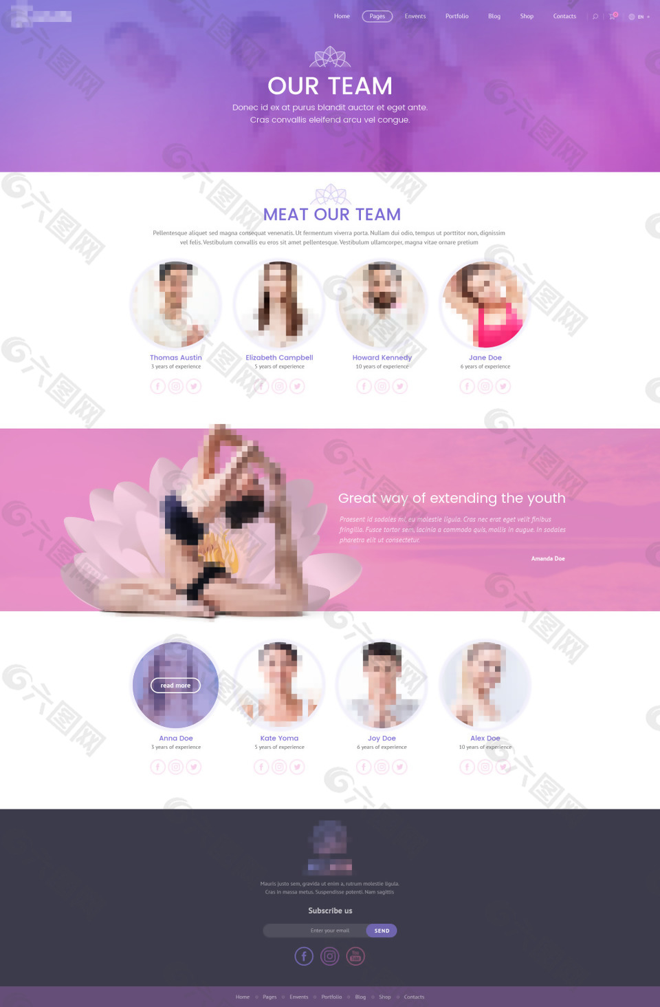 运动健身瑜伽网站设计-健身教练团队
