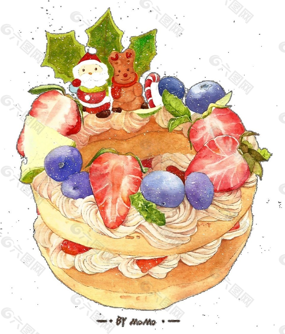 圣诞水果蛋糕元素