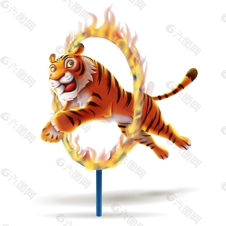 杂技老虎跳火圈元素