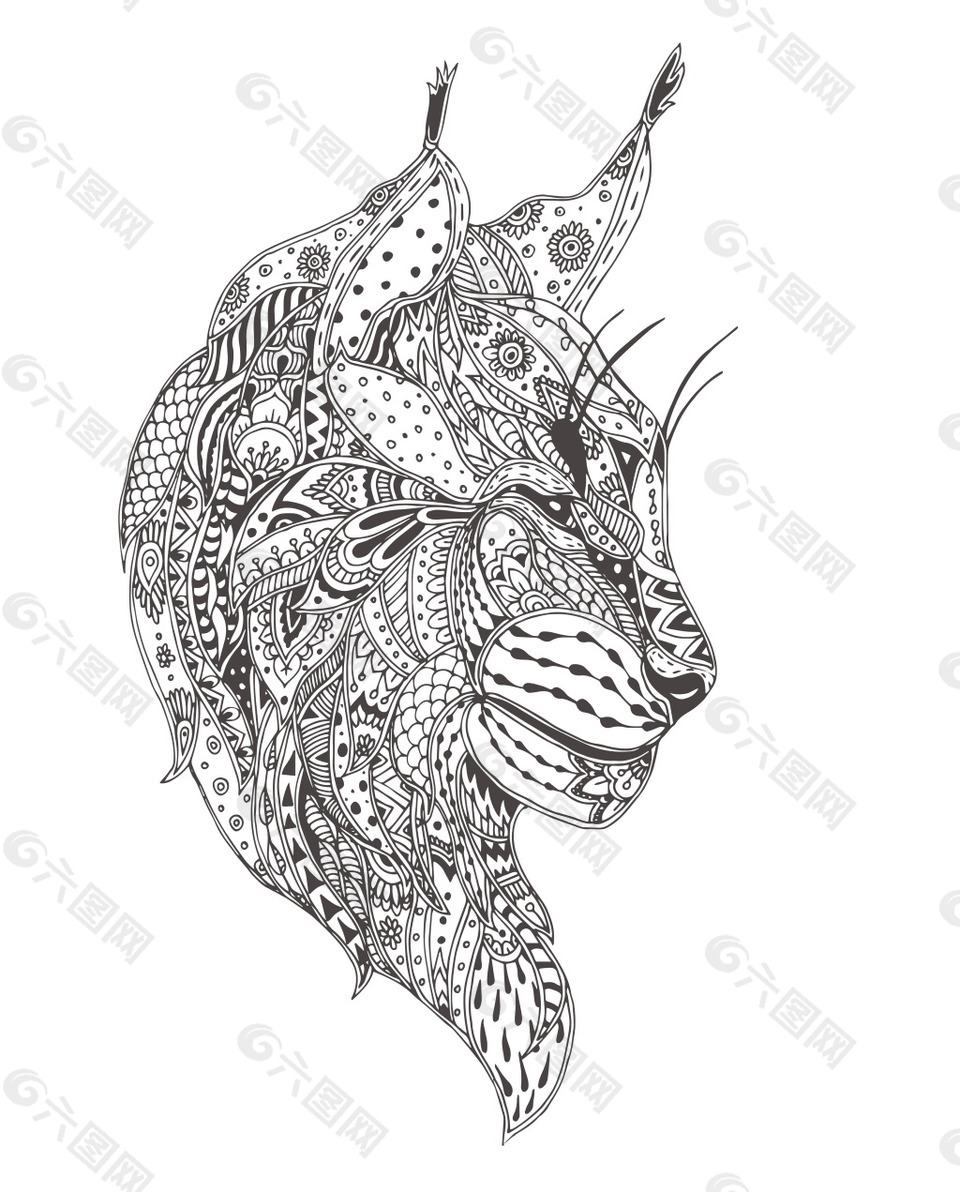 黑白手绘艺术豹子头像