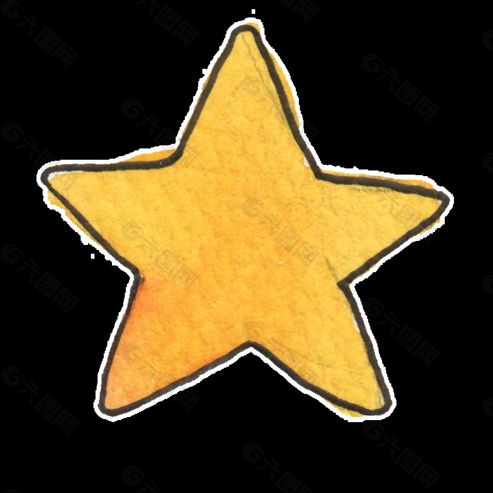 黄色星星透明装饰素材