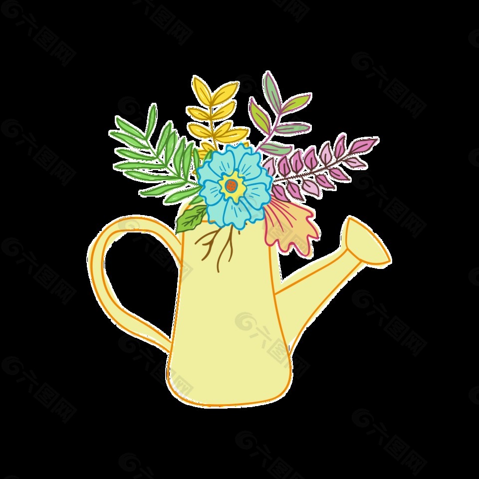 时尚洒水壶透明装饰素材