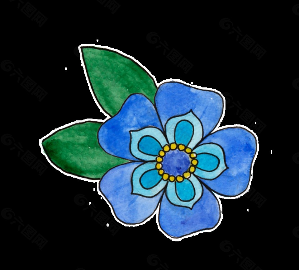 蓝色花蕊透明装饰素材