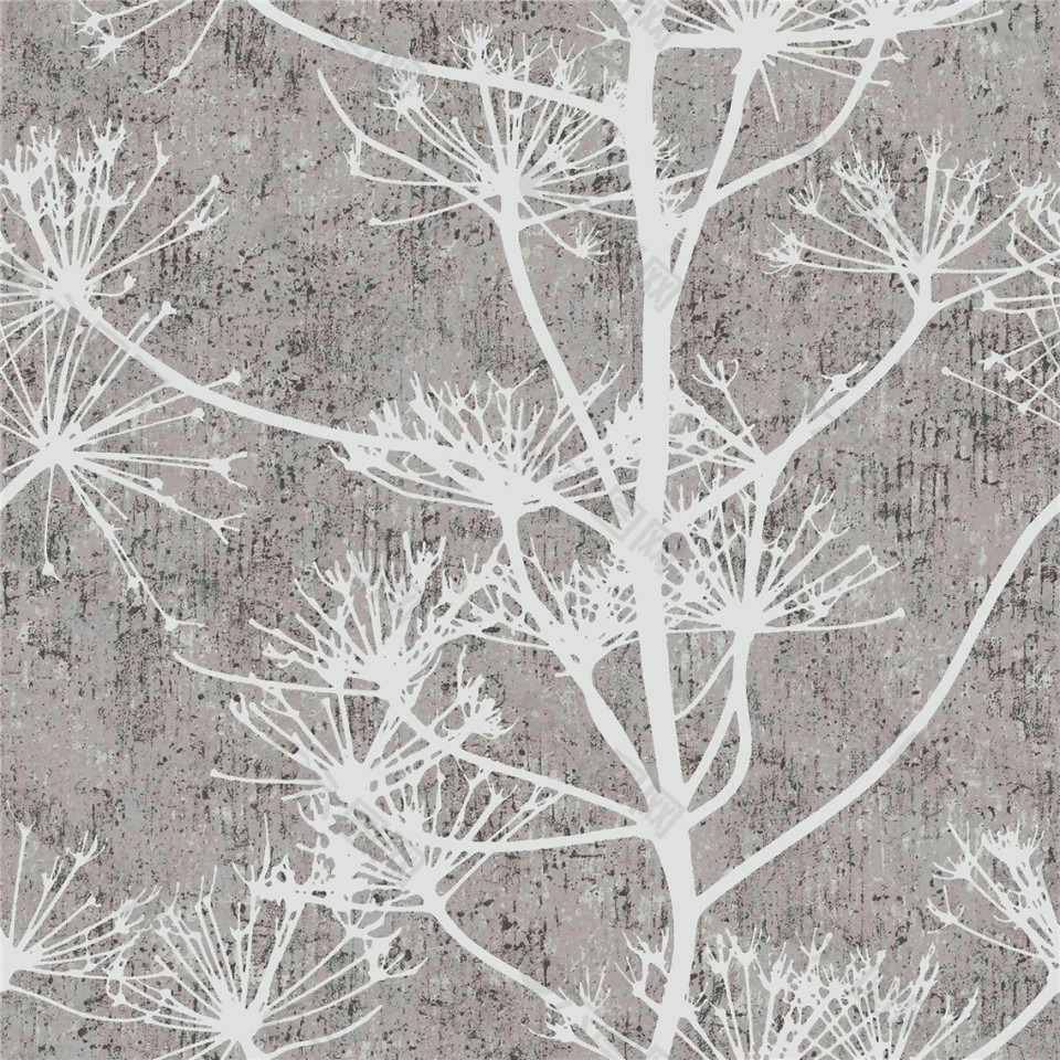冬季素雅灰白色树枝壁纸图案