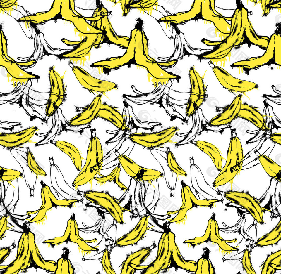 清新时尚黄色香蕉壁纸图案