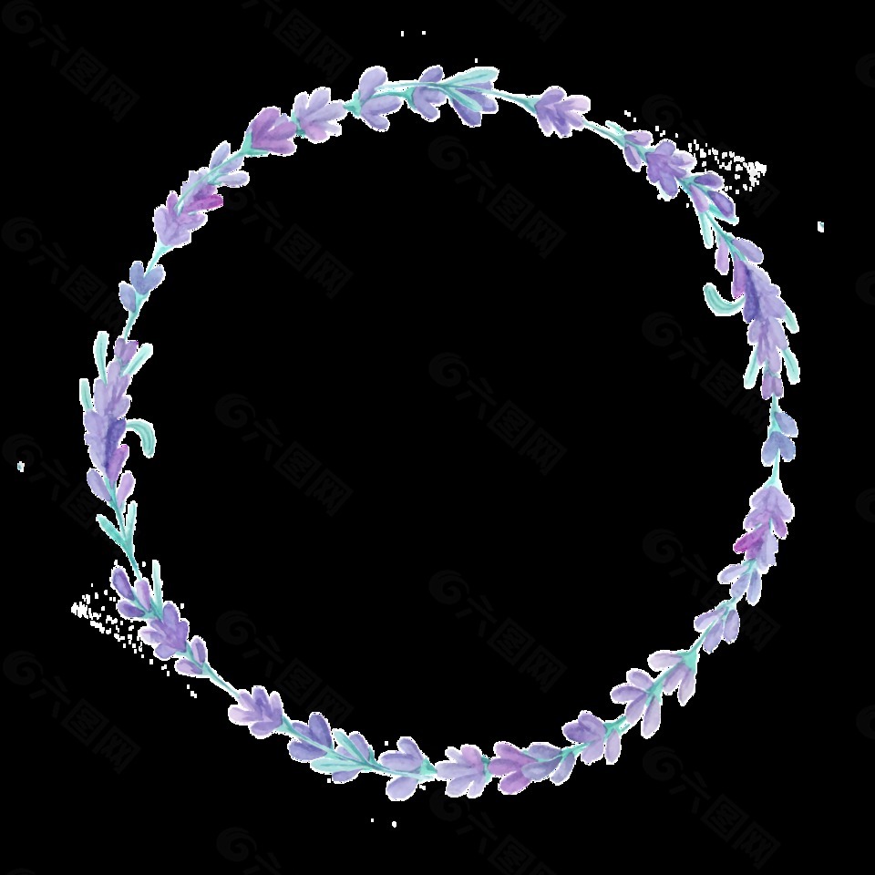 紫花花枝透明装饰素材