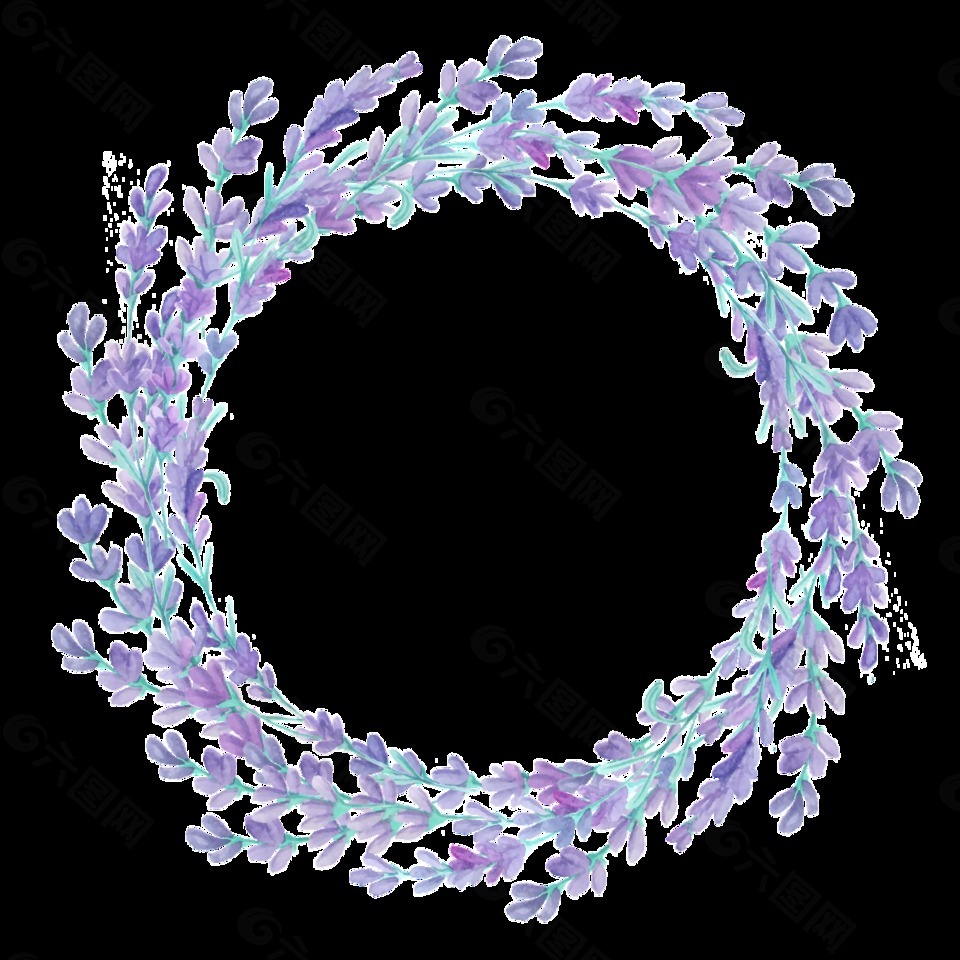 彩紫花圈透明装饰素材