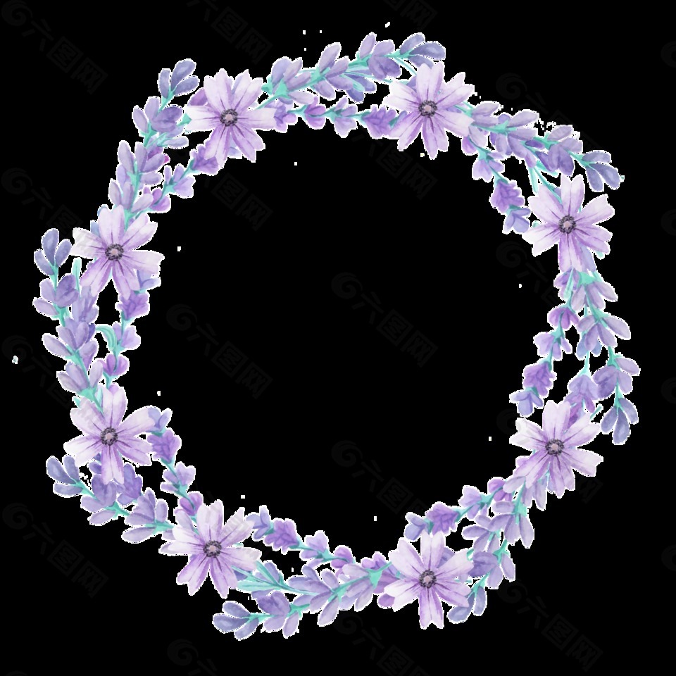 紫色花圈透明装饰素材