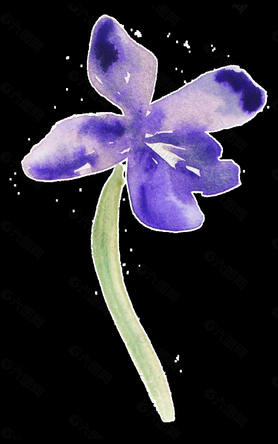 水墨氤氲水仙花装饰素材