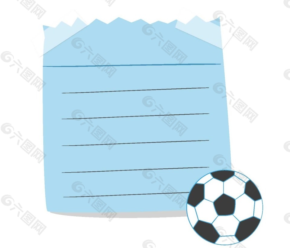 清新蓝色信纸足球元素