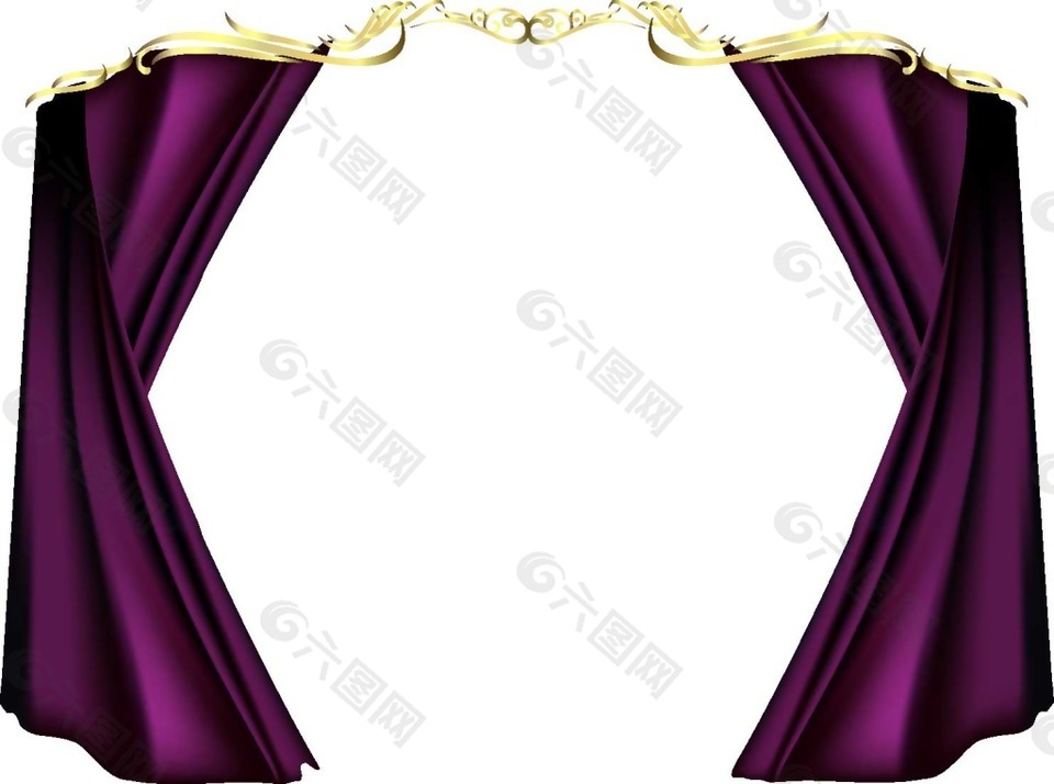 紫色窗帘元素