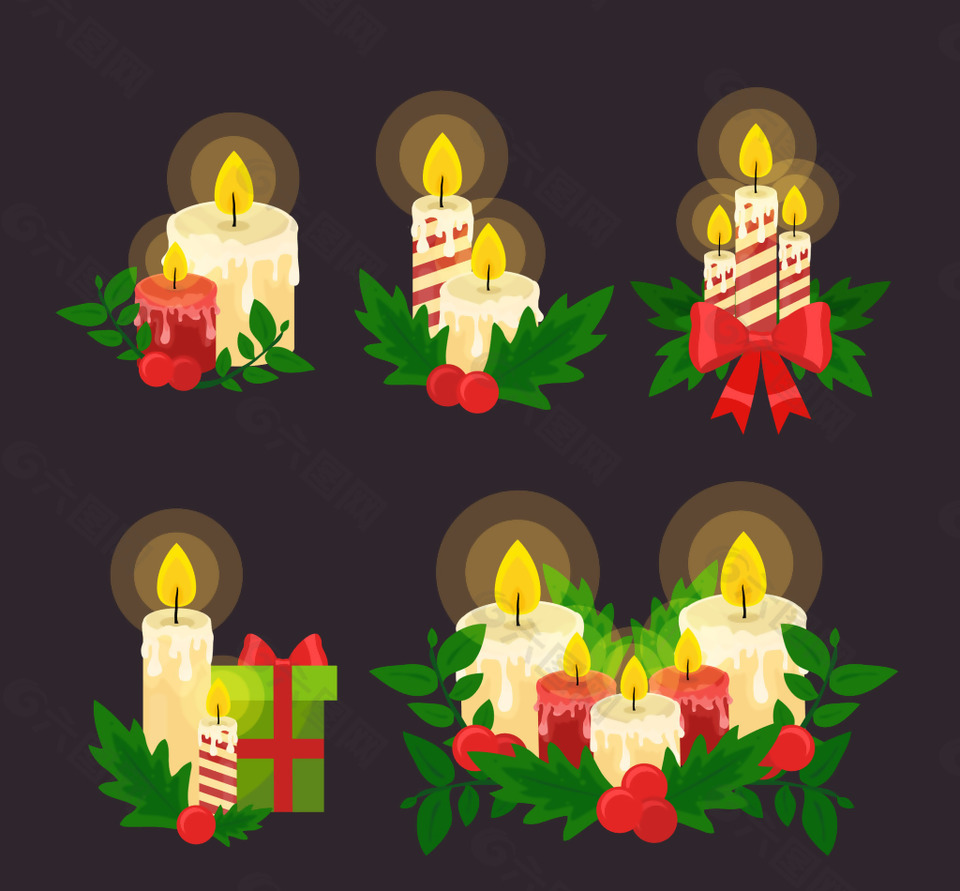 圣诞装饰元素蜡烛