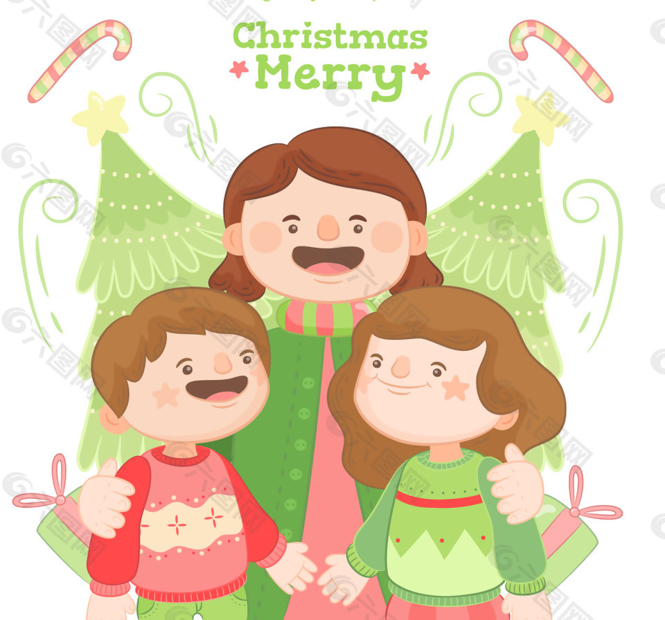 手绘家庭人物素材