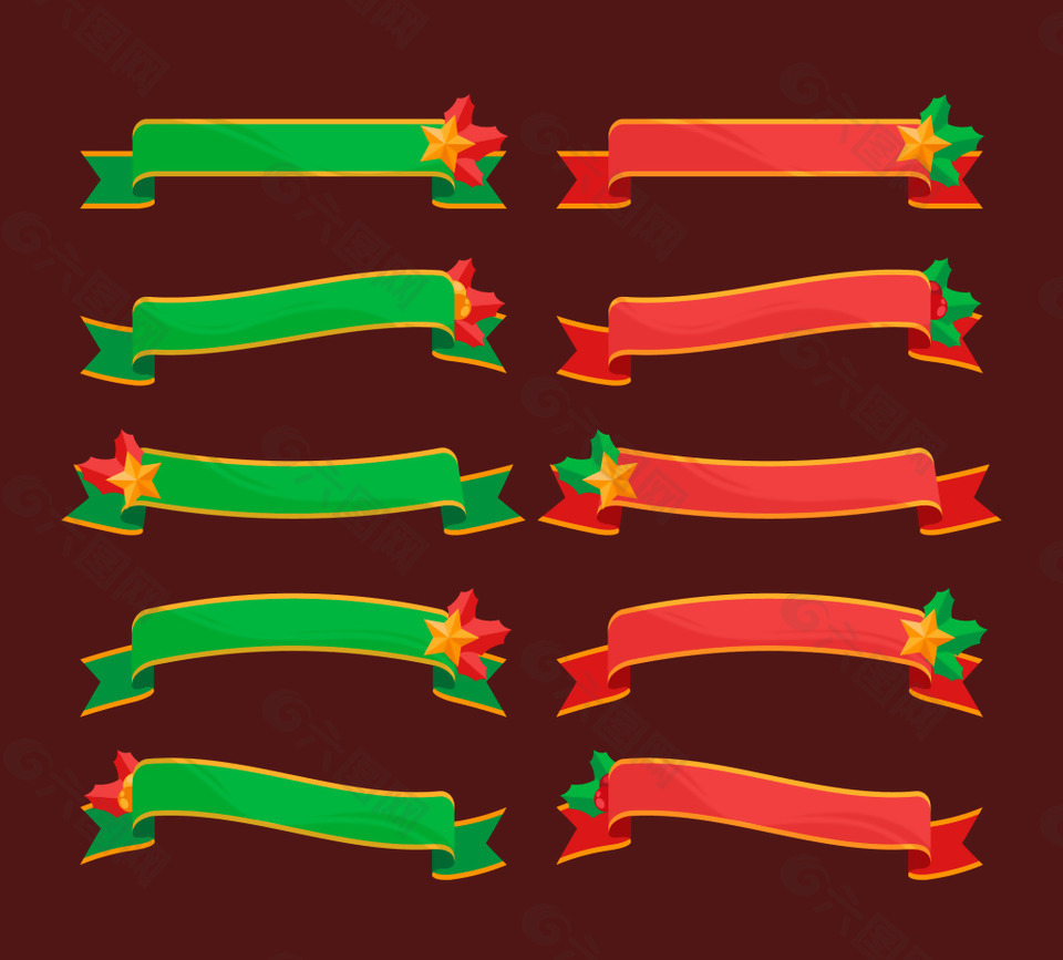 绿色和红色圣诞彩带