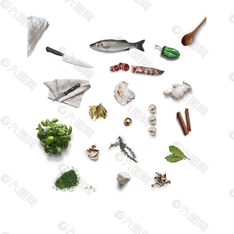 蔬菜鱼类工具元素