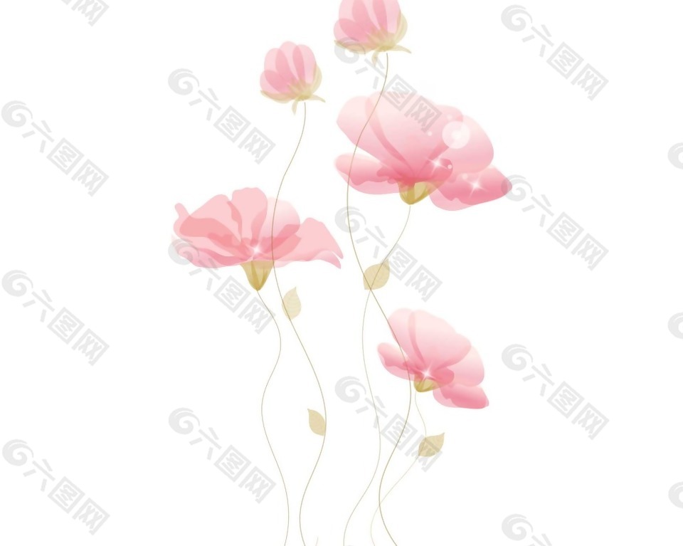 温馨粉色花朵png元素