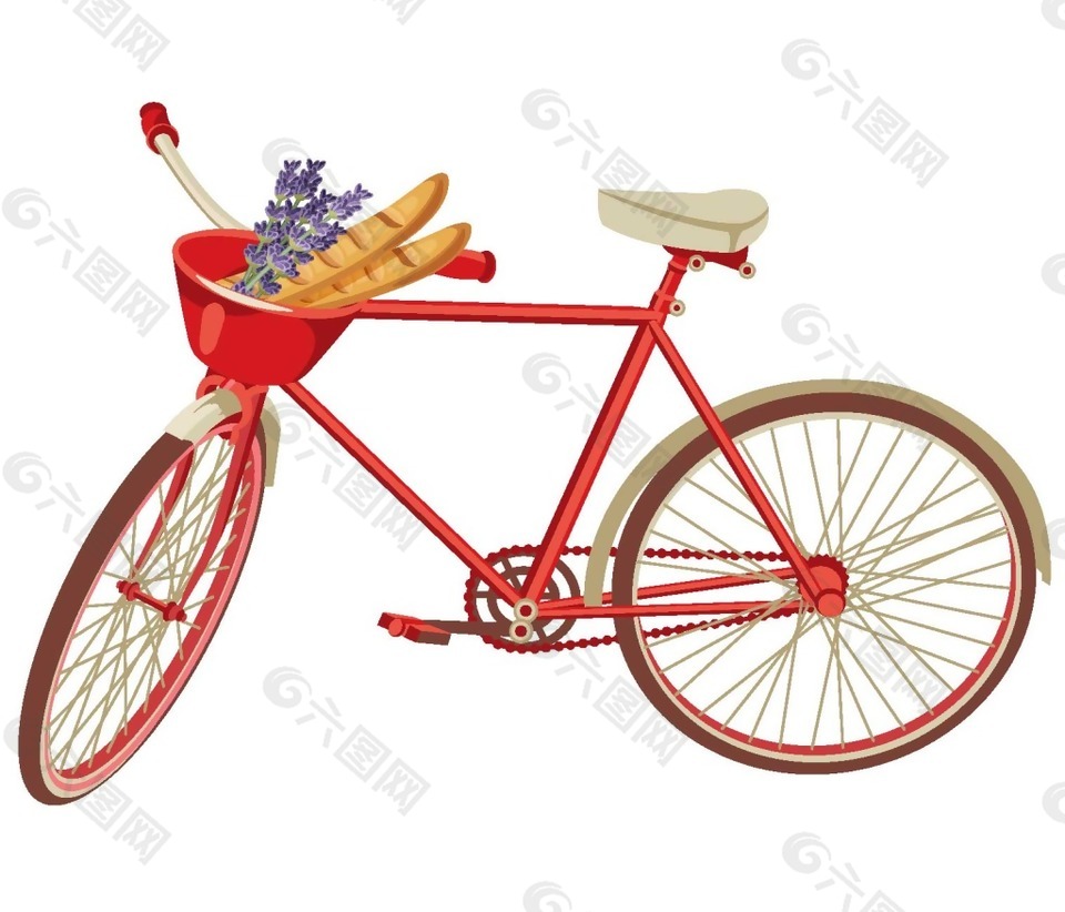 红色自行车png元素