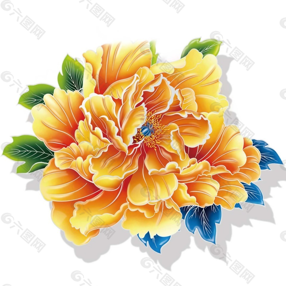 彩黄色牡丹花朵png元素设计元素素材免费下载 图片编号 六图网