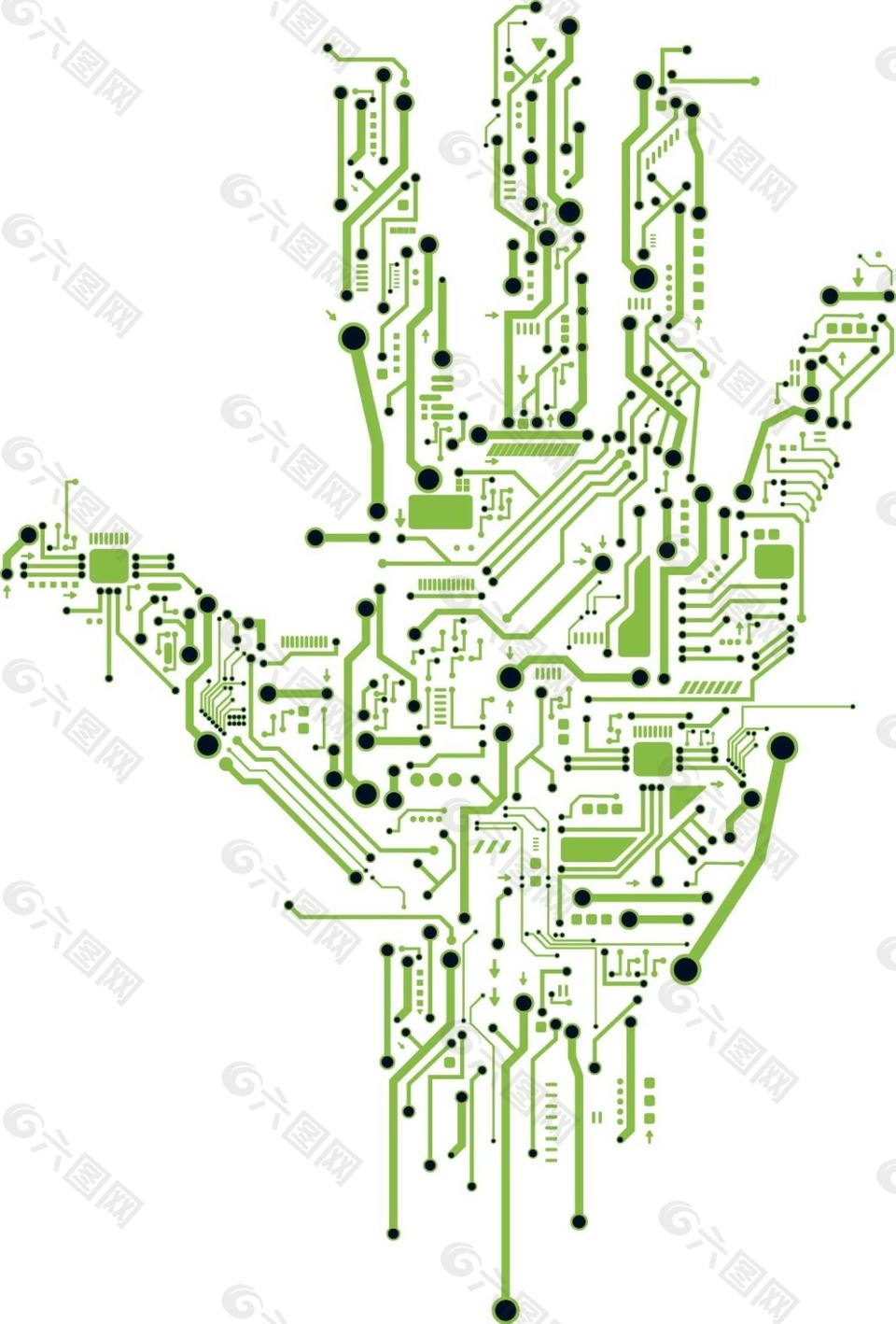 绿色科技手势线路板元素