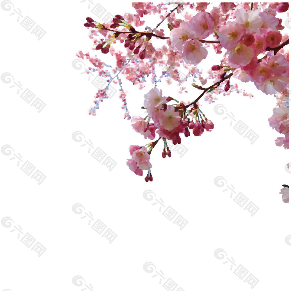 清新风粉色樱花装饰元素