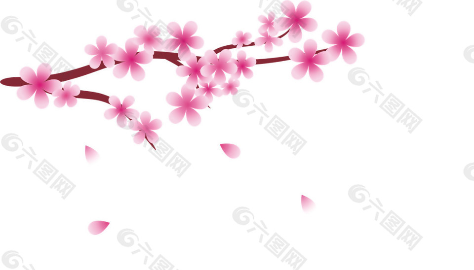 清新粉色花蕊樱花装饰元素